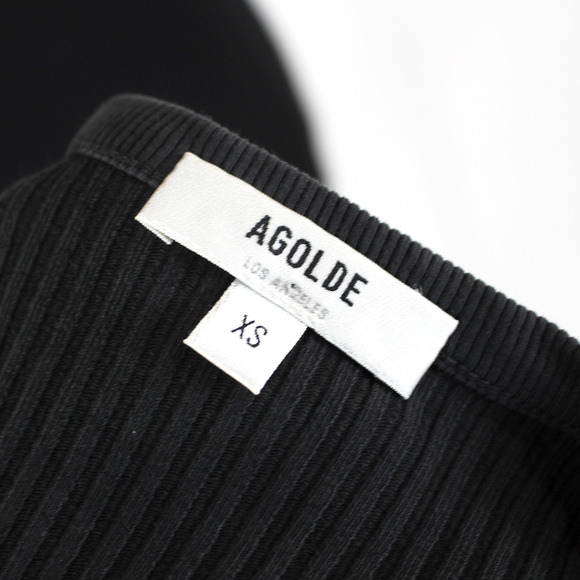 Agolde Tavi V-Neck Rib Top NEW Spider Gray Long Sleeve Pullover Ribbed Knit XS - Picture 7 of 8